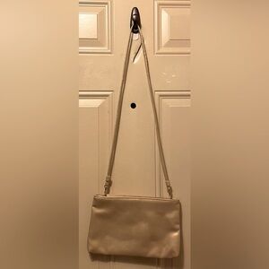 Gold Vegan Leather Convertible Crossbody or Clutch Bag